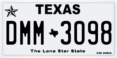 TX license plate DMM3098