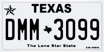 TX license plate DMM3099