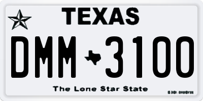 TX license plate DMM3100