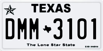 TX license plate DMM3101