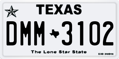 TX license plate DMM3102