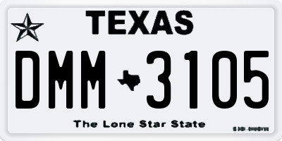 TX license plate DMM3105