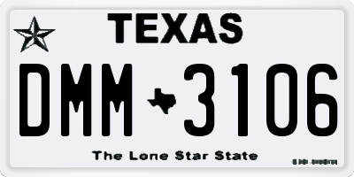 TX license plate DMM3106