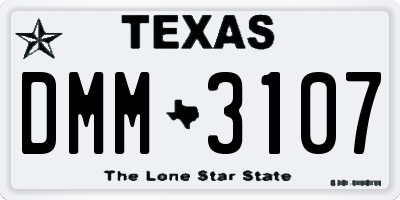 TX license plate DMM3107