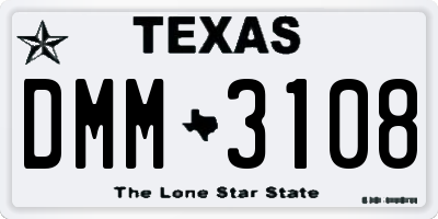 TX license plate DMM3108