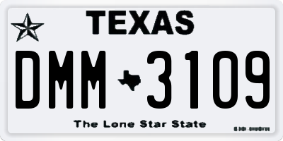 TX license plate DMM3109