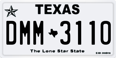 TX license plate DMM3110