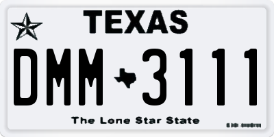 TX license plate DMM3111