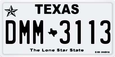TX license plate DMM3113