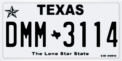 TX license plate DMM3114