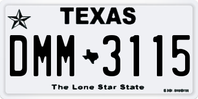 TX license plate DMM3115