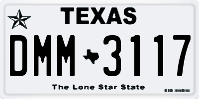 TX license plate DMM3117