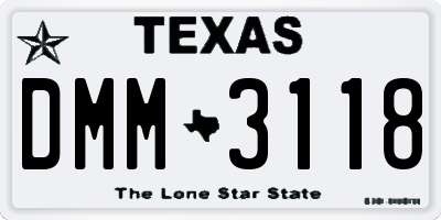 TX license plate DMM3118