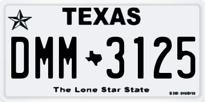 TX license plate DMM3125