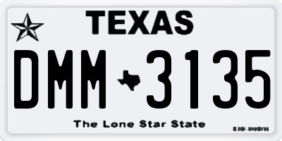 TX license plate DMM3135