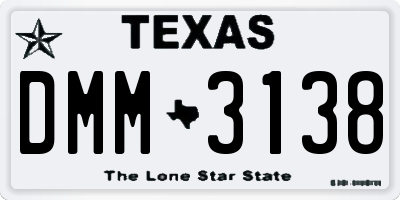 TX license plate DMM3138