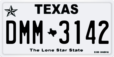 TX license plate DMM3142