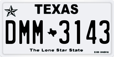 TX license plate DMM3143