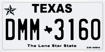 TX license plate DMM3160