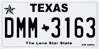 TX license plate DMM3163