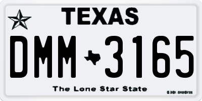TX license plate DMM3165