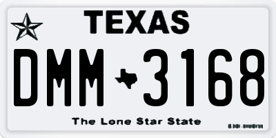 TX license plate DMM3168