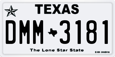 TX license plate DMM3181