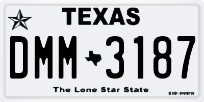 TX license plate DMM3187