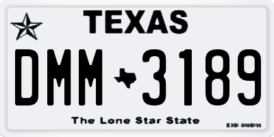 TX license plate DMM3189