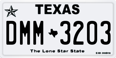 TX license plate DMM3203