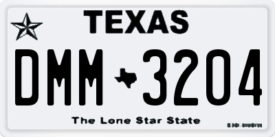 TX license plate DMM3204