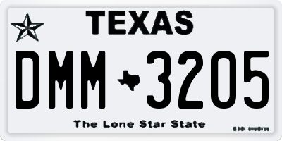 TX license plate DMM3205