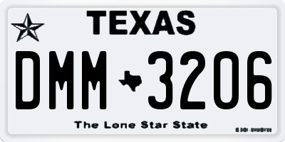 TX license plate DMM3206