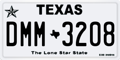 TX license plate DMM3208