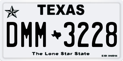 TX license plate DMM3228