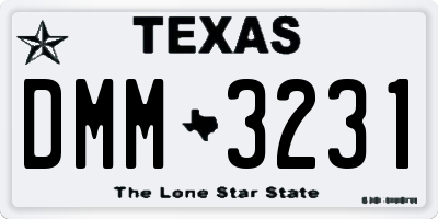 TX license plate DMM3231