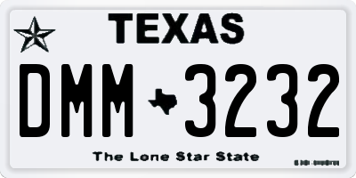 TX license plate DMM3232