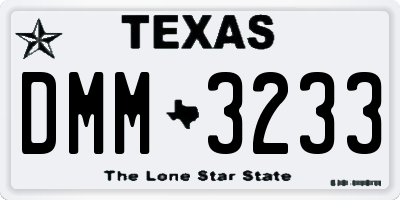 TX license plate DMM3233