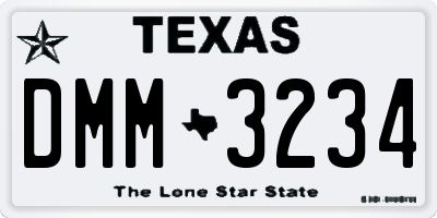 TX license plate DMM3234