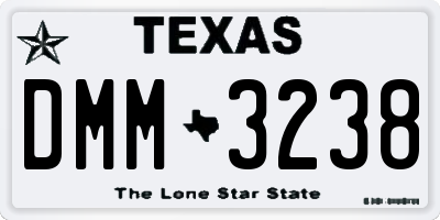 TX license plate DMM3238