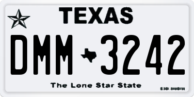 TX license plate DMM3242