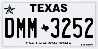 TX license plate DMM3252