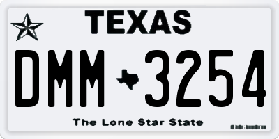 TX license plate DMM3254