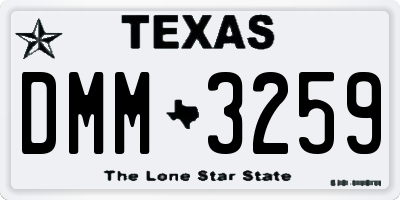 TX license plate DMM3259