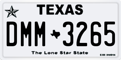 TX license plate DMM3265