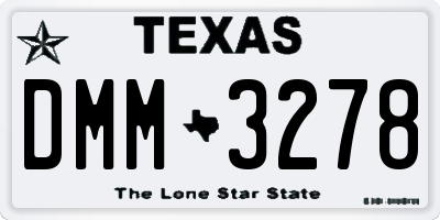 TX license plate DMM3278