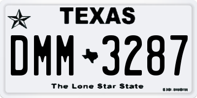 TX license plate DMM3287