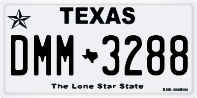 TX license plate DMM3288