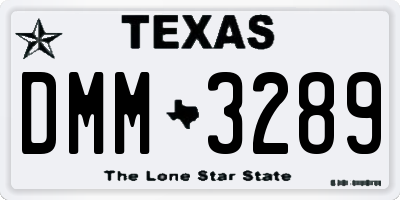 TX license plate DMM3289