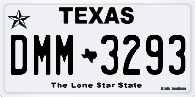 TX license plate DMM3293